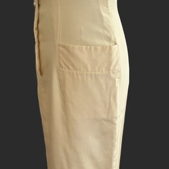 Dynasty for Ambrosine Yellow Silk Pencil Dress Vintage 12 - Picture 11 of 11